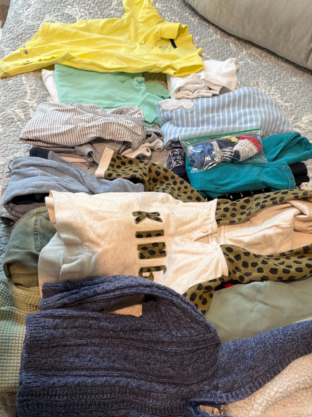 Mixed Baby Clothing Bundle with Yellow Polo & Knit Pieces  45 pieces